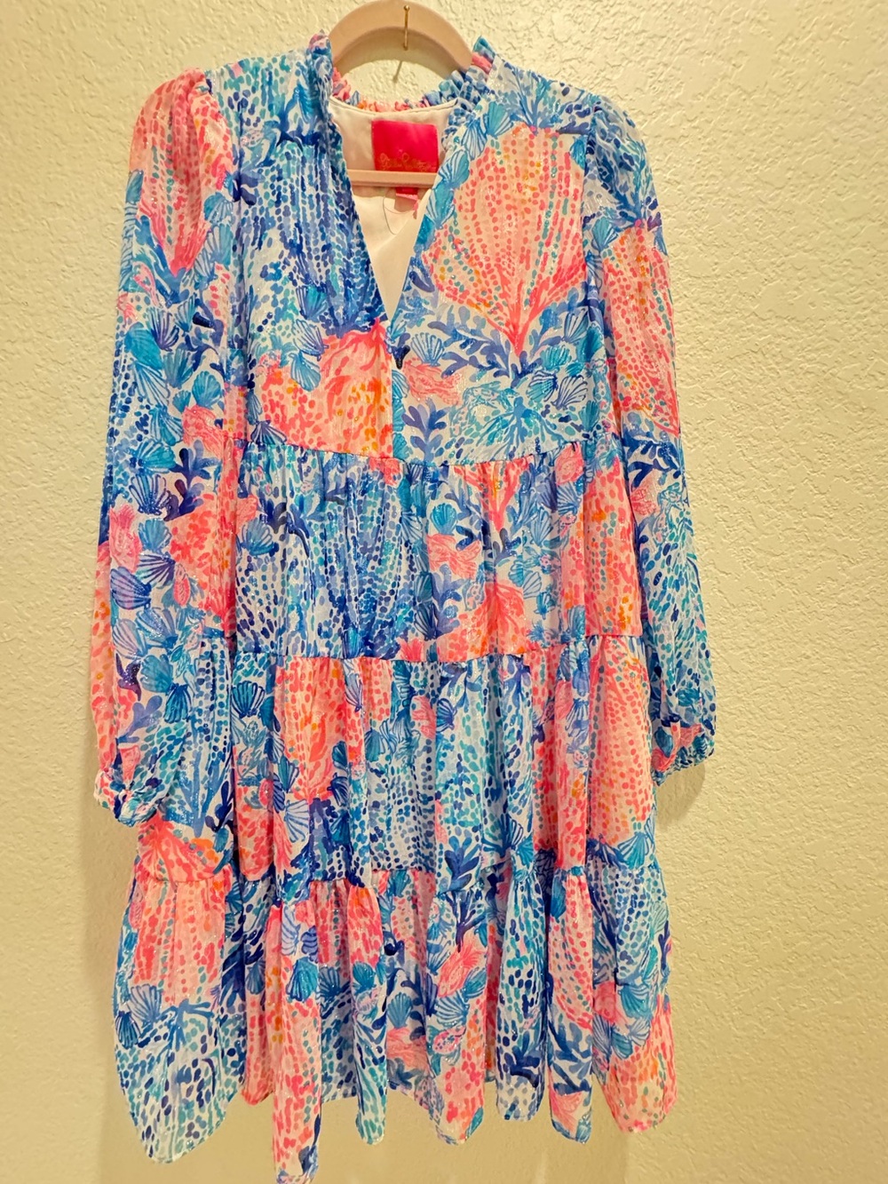 NWOT Lilly Pulitzer Sz 4 Sarita Silk Metallic Swing Dress Resort Sway With Me - Picture 2 of 9